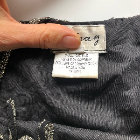 STENAY Vintage Women's Beads Studded Black Shiny Sleeveless Top Concert Size M - Picture 7 of 10